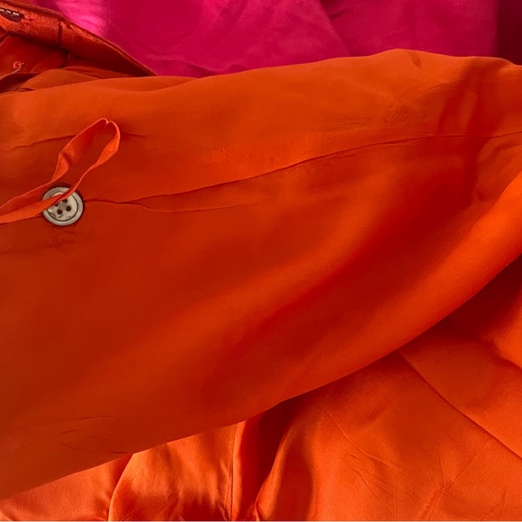 Linen high waist shorts sizes small, orange linen bermuda shorts - Picture 5 of 6